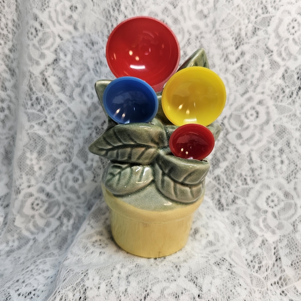 Carninal China Co Flowerpot Measuring Spoon Holder • Wall Mount • Vintage